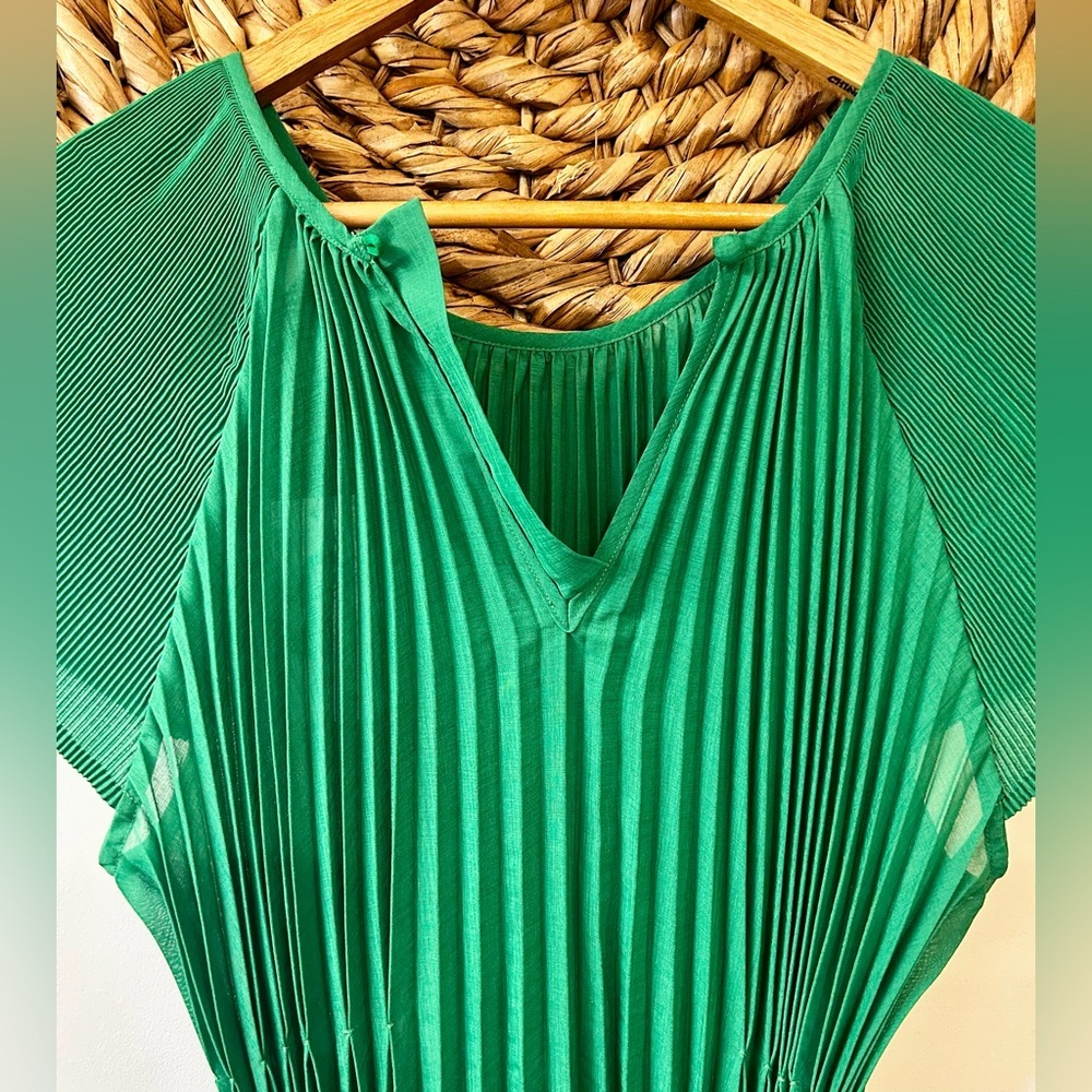 NWT Current Air Mona Pleated Maxi Dress Green Size Medium - Picture 12 of 16